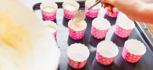 Baking cupcakes in Cardboard Cases process