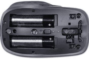 Put the batteries in place to connect hp wireless mouse